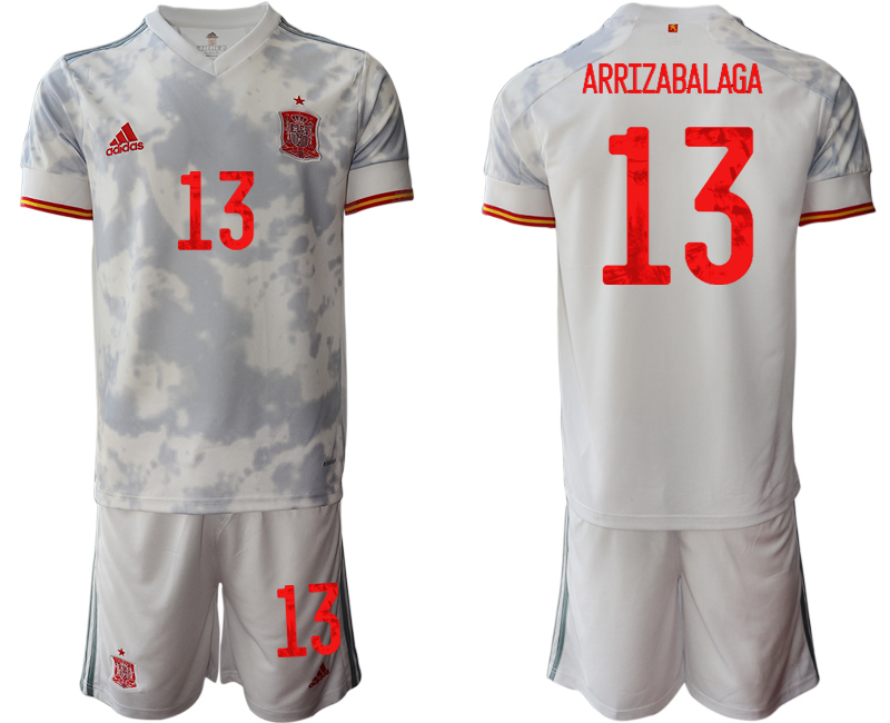 Men 2021 European Cup Spain away white #13 Soccer Jersey